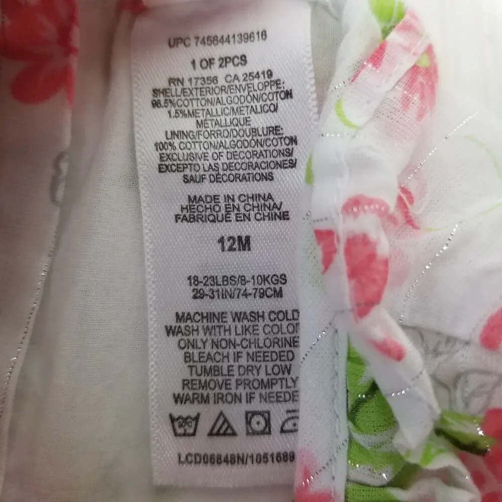 Little Me 12M Dress Bloomer Set Pink Floral